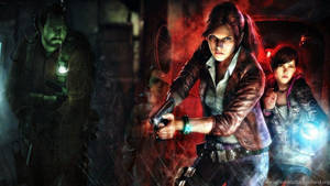 Resident Evil 2 Revelations Characters In Colored Lights Wallpaper