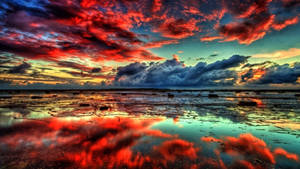 Retina Red Clouds Reflection Wallpaper
