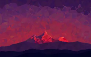 Retina Red Polygon Mountain Wallpaper