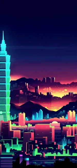 Retro 80s Aesthetic City Wallpaper