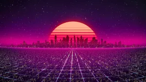 Retro 80s Aesthetic Pink City Wallpaper