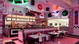 Retro 80s Disco Diner Wallpaper