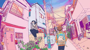 Retro Aesthetic 90's Anime Scene Wallpaper