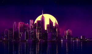 Retro Art Style City Background Wallpaper