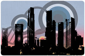 Retro City Silhouette Art Wallpaper