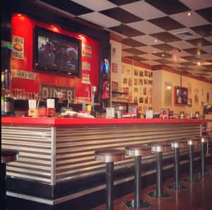 Retro Diner Vintage Counter Stools Wallpaper