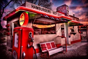 Retro Dots' Hamburger Diner Wallpaper