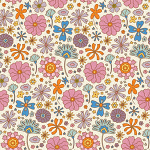 Retro Floral Pattern70s Style Wallpaper
