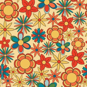 Retro Floral Pattern70s Style Wallpaper