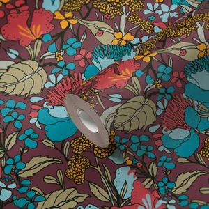 Retro Floral Patternwith Tape Wallpaper