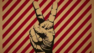 Retro Hand Peace Sign Wallpaper