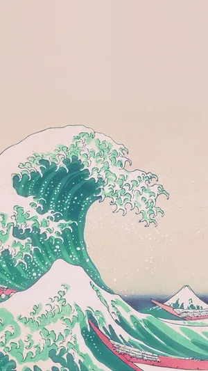 retro hokusai variation aesthetic teal ehb90yeh8tnga0d1