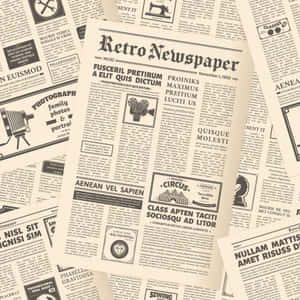 Retro Newspaper With Old Fashioned Images Wallpaper