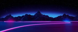 Retro Night Landscape Art Wallpaper