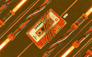 Retro Orange Cassette Wallpaper