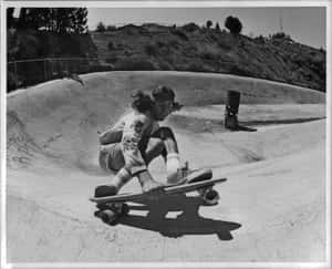 Retro Skateboard Boy Tricks Park Wallpaper