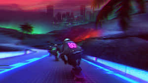 Retro Skateboard Neon Road Wallpaper