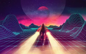 Retro Woman Landscape Wallpaper