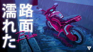 Retrowave Motorcycle Pixel Art Wallpaper