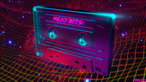 Retrowave Neon Cassette Tape Wallpaper