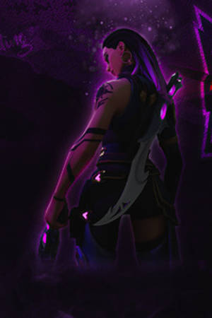 Reyna On Valorant Iphone With Hivemind Sword Wallpaper