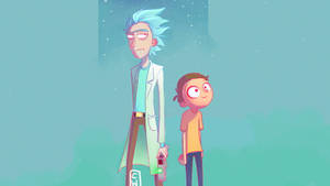 Rick And Morty Cool Teal Green Wallpaper