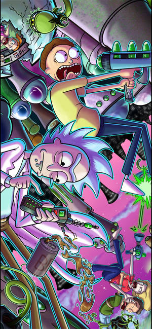 Rick And Morty In A Battle Iphone Wallpaper