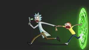 Rick And Morty Running From Portal Laptop Wallpaper