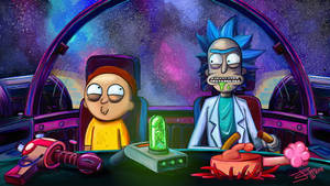 Rick And Morty Stoner Inside Flying Saucer Wallpaper