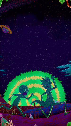 Rick And Morty Stoner Traveling To Dimensions Wallpaper