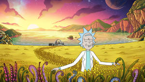 Rick Sanchez Feeling The Grass Wallpaper