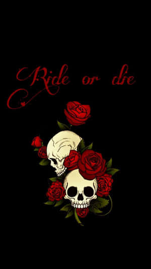 Ride Or Die Skull Rose Black Art Wallpaper