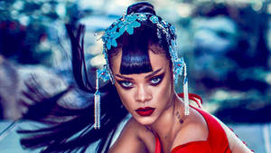 Rihanna Hd Blue Ornaments Wallpaper