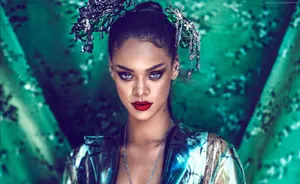 Rihanna Hd Green Background Wallpaper