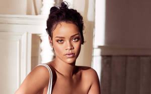 Rihanna Hd White Strap Wallpaper