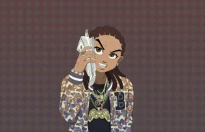 Riley Freeman With Money Illustration Wallpaper