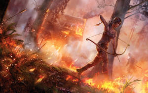 Rise Of The Tomb Raider Fiery Forest Wallpaper