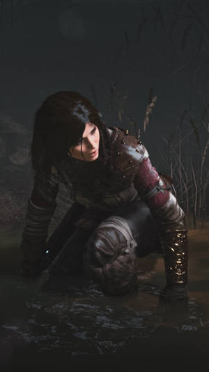 Rise Of The Tomb Raider Lara Crouching Wallpaper
