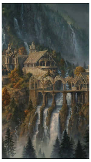 Rivendell Waterfall Fantasy Artwork Wallpaper