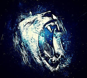 Roaring Lion Galaxy Textured Art Wallpaper
