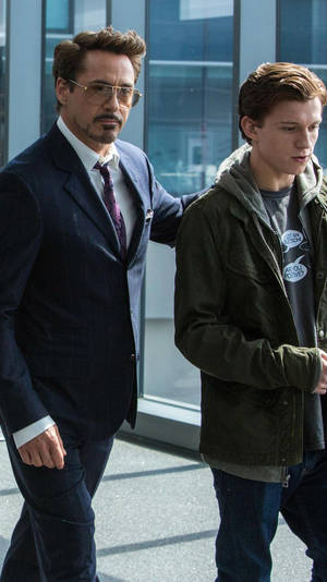 Robert Downey Jr. And Peter Parker Wallpaper