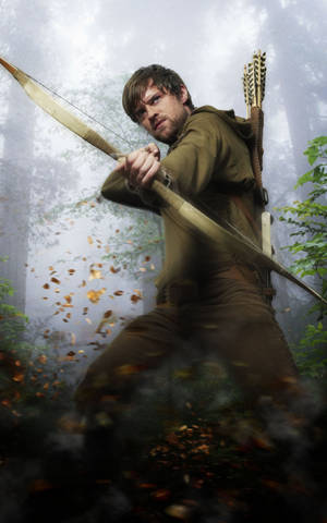 Robin Hood Posing With Bow Wallpaper