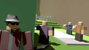 Roblox Characters In Green Floor Wallpaper