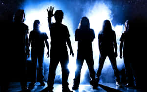 Rock Band Silhouettes Backlit Stage Wallpaper