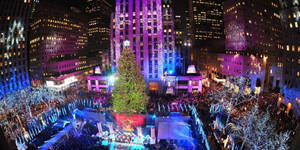 Rockefeller Center Colorful City Lights Wallpaper