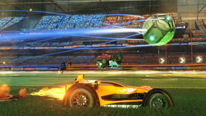 Rocket League Yellow Vs. Green Car 1920x1080 Wallpaper