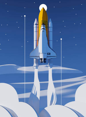 Rocket Ship Illustration Wallpaper