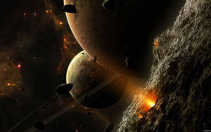 Rocky Asteroids In Space Wallpaper