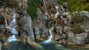 Rocky Layered Hd Waterfall River Wallpaper