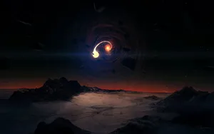 Rocky Planet With A Black Hole Wallpaper